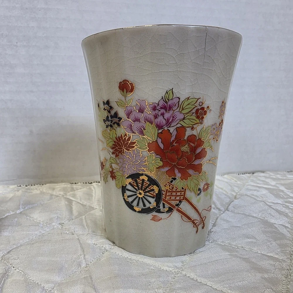 Vintage Porcelain 3 Piece Bathroom Set Japan Cup Toothbrush Holder Soap Dish